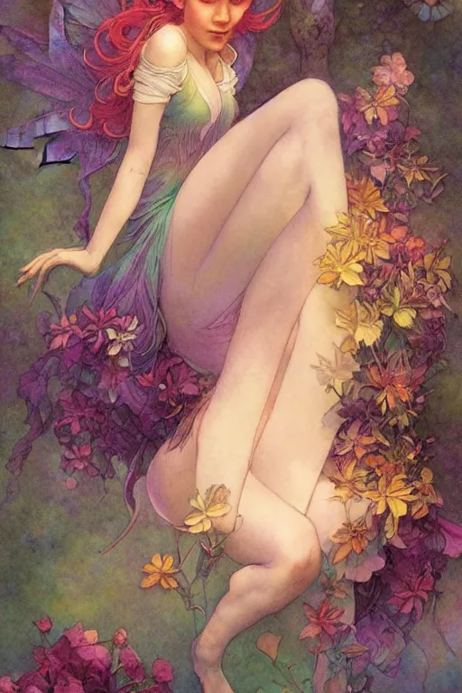 Prompt: a beautiful faerie, rainbowshift, by jean - baptiste monge, maxfield parrish, artgerm