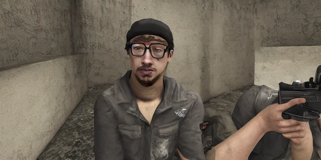 Prompt: sam hyde in cs : go, high detail, high quality, intricate detailing