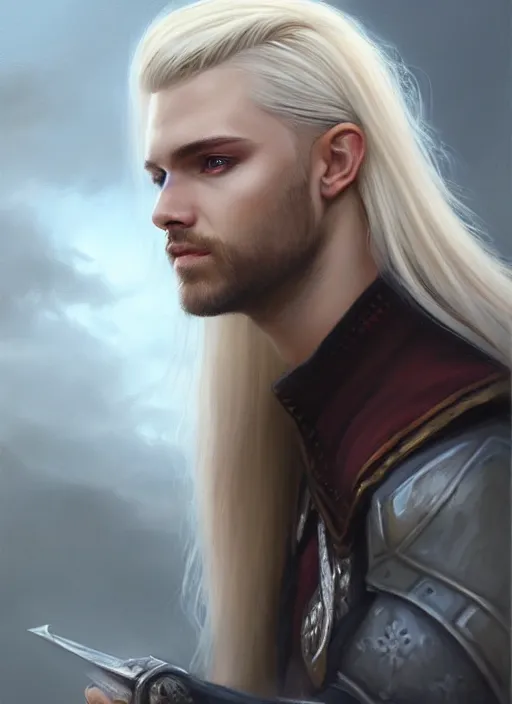 Image similar to a _ fantasy _ style _ portrait _ painting _ of male, long dark blonde hair and blonde stubble, white, rpg dnd oil _ painting _ unreal _ 5 _ daz. _ rpg _ portrait _ extremely _ detailed _ artgerm _ greg _ rutkowski _ greg