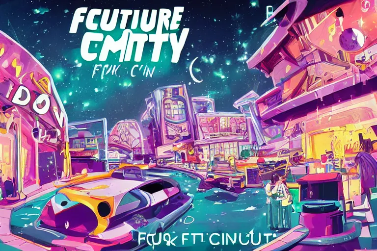 Image similar to future funk space city