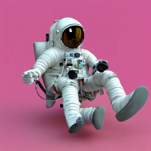 Prompt: pink brain with tentacles wrapping around side of astronaut face. no helmet. 3 d blender render. 8 k. smooth. simple.