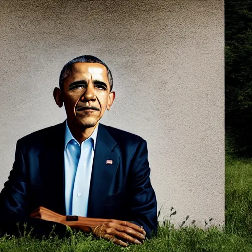 Image similar to a portrait of obama in a scenic environment by clemens ascher