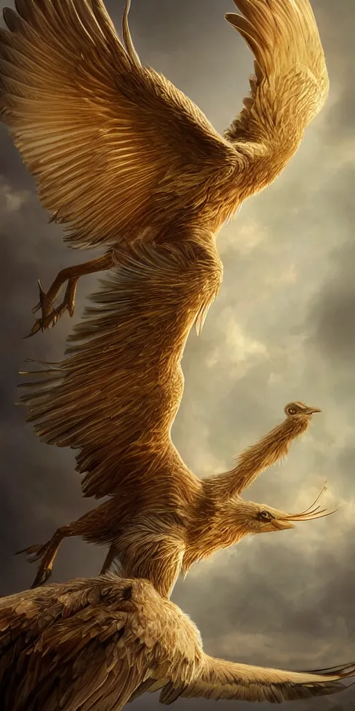 Prompt: a graceful griffin, fantasy, professionally retouched, soft lighting, powerful, realistic, smooth feathers, perfect golden eyes, wide angle, sharp focus on whole body, 8 k high definition, insanely detailed, intricate, elegant, art by artgerm and wlop