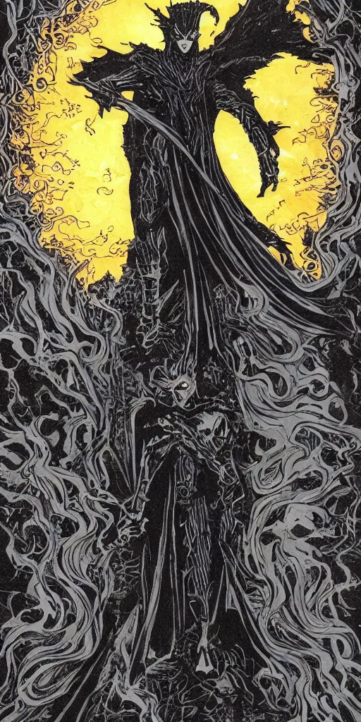 Image similar to the sandman rises from the ashes hits alter behind him, dark, gothic, ornate