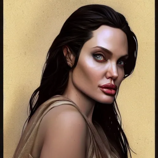 Image similar to Angelina Jolie as a sims 4 character, very detailed face, gorgeous, beautiful, intricate, highly detailed, digital painting, artstation, concept art, sharp focus, illustration, art by greg rutkowski and alphonse mucha
