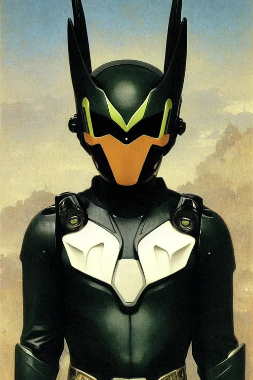 Image similar to portrait of a kamen rider, majestic, solemn, by bouguereau