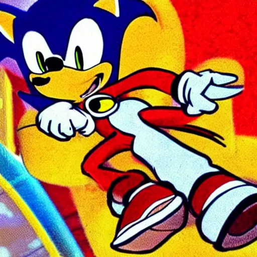 Prompt: a hanna barbera cartoon drawing of miles tails prower from sonic the hedgehog flying in the air