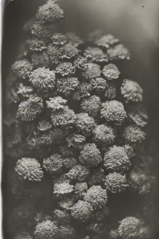 Prompt: tardigrade!!! daguerreotype portrait photograph. lots of flowers around the tardigrade. ansel adams. highly detailed. old timey.