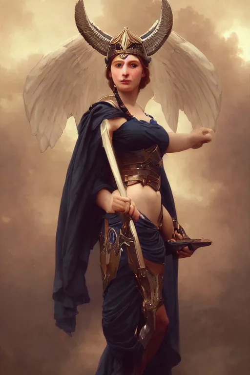 Image similar to full portrait of a beautiful Valkyrie, Regal, Realistic, Refined, highly Detailed Digital Art, Oil Painting, William-Adolphe Bouguereau, WLOP, Dynamic lighting, daily deviation, beautiful character illustration by Greg Rutkowsktrending on artstation, Cinematic Lighting, Unreal Engine, 8k, HD