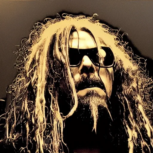 Image similar to rob zombie in take on me music video,