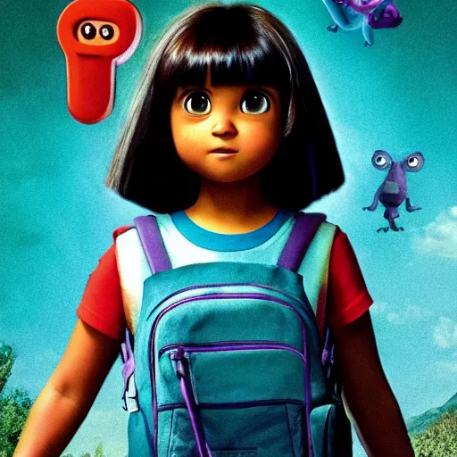 Image similar to dora the explorer in a horror movie, movie poster