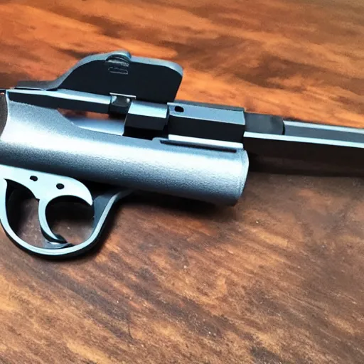 Image similar to a 3 d printed, magazine fed revolver. 4 k, hdr, photo taken on an iphone 1 2.