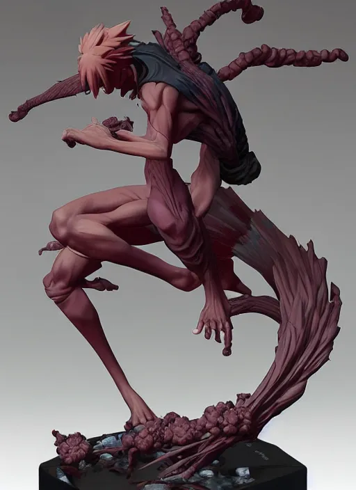 Image similar to naruto figurine, art by gerald brom, greg rutkowski and artgerm and james jean and zdzisław beksinski, unreal engine,