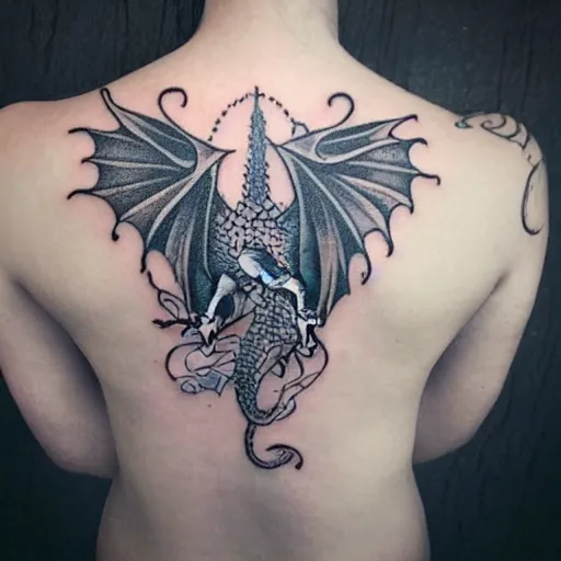 Prompt: the dragon with the girl tatoo
