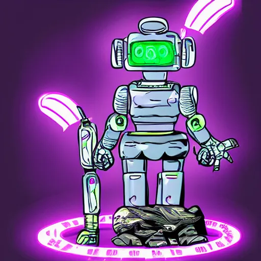 Image similar to robot bounty hunter, violet light