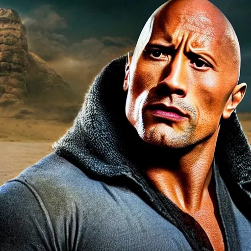 Prompt: film still , Dwayne Johnson as cowboy