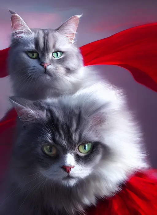 Image similar to side profile of a ragdoll cat king wearing a crown and red cape, fantasy, digital painting, volumetric light, intricate, sharp, focus, bloom, illustration, highly detailed, concept art, matte, ruan jia, randy vargas, greg rutkowski