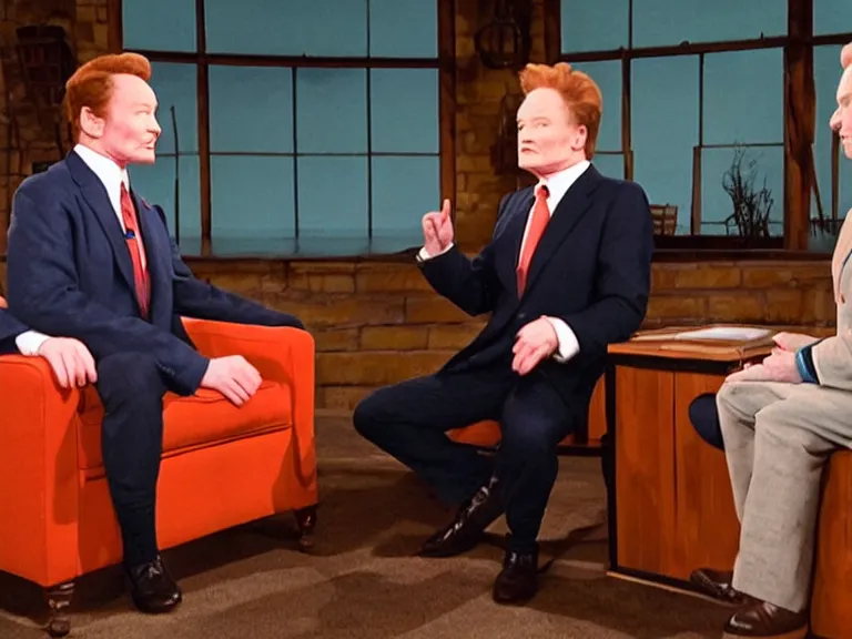 Image similar to Conan O’Brian interviewing George Washington; Late Night with Conan O'Brien