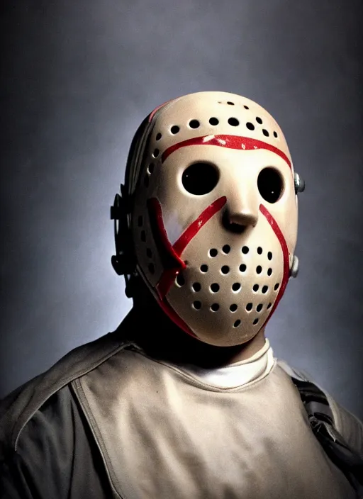 Prompt: high school year book photo of jason voorhees from the friday the 1 3 th, film shot, portrait photography, soft lighting, soft focus