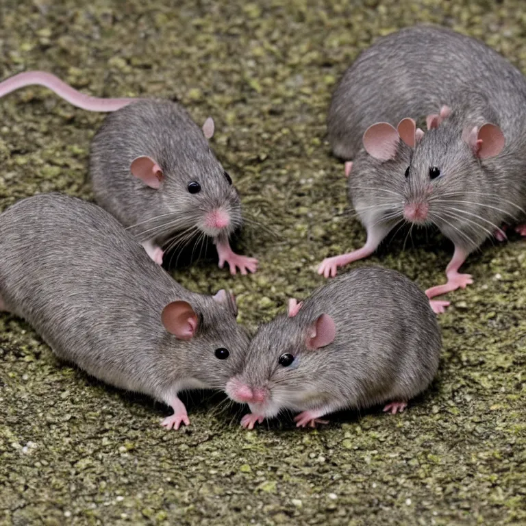 Image similar to super intelligent mice laying their best plans