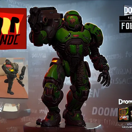 Image similar to doom guy in fornite, intricate, smooth detailed, marine armor, fornite theme