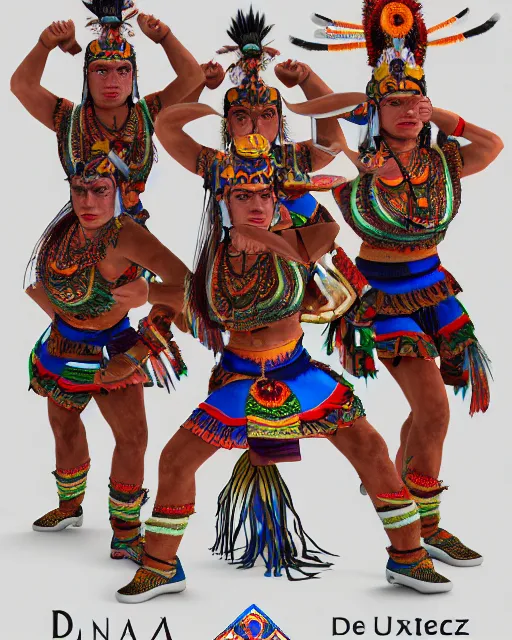 Image similar to Danza Azteca dancers, studio lighting, white background, blender, trending on artstation, 8k, highly detailed