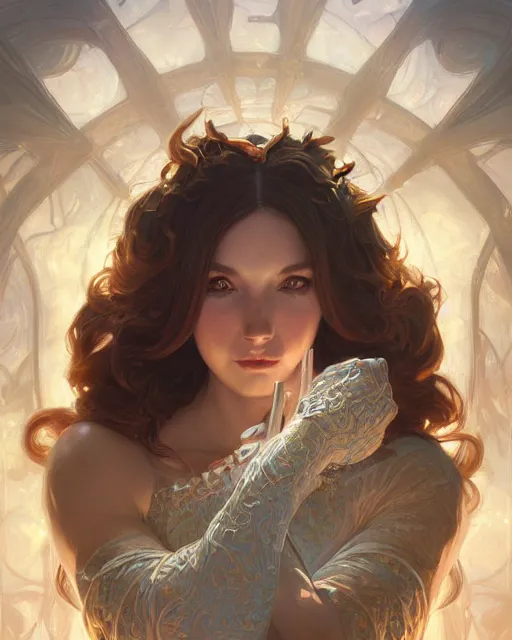 Image similar to the designer of the universe, deep focus, d & d, intricate, elegant, highly detailed, digital painting, artstation, concept art, matte, sharp focus, illustration, hearthstone, art by artgerm and greg rutkowski and alphonse mucha