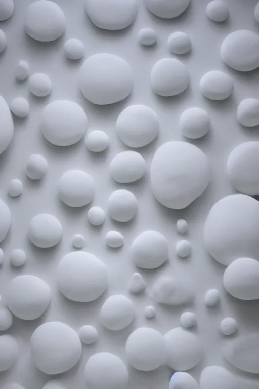 Image similar to floating, large white abstract blob shapes by daniel arsham, smooth, all white features on a white background