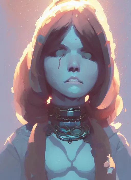 Prompt: portrait of cute psyker girl chained, warhammer 4 0 k, by atey ghailan, by greg rutkowski, by greg tocchini, by james gilleard, by joe gb fenton, by in kaethe butcher, dynamic lighting, gradient light blue, brown, blonde cream and white color in scheme, grunge aesthetic