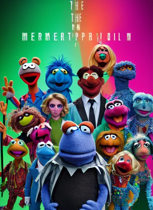 Prompt: The Muppet Show cast portrait photo, Cyberpunk 2049, highly detailed, pop art poster, vector art, Unreal engine, Octane render, Weta digital, HDRP, RTX, volumetric lighting, poster artwork by Michael Whelan and Tomer Hanuka