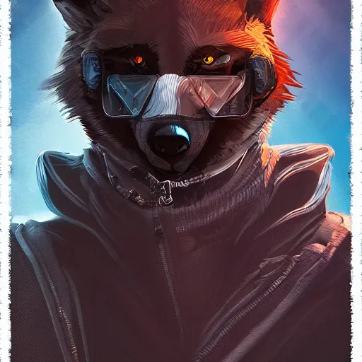 Image similar to A Wolf Scoundrel, Furry, Cyberpunk, digital art, award winning, artstation, masterpiece, very detailed,