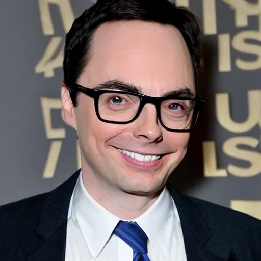 Image similar to jim parsons pretending to be larry king