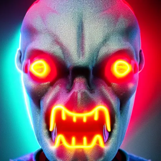 Prompt: synthwave demonic grey alien face with neon horns, detailed face, sharp focus, synthwave art, aesthetic, octane render, raw, cinematic