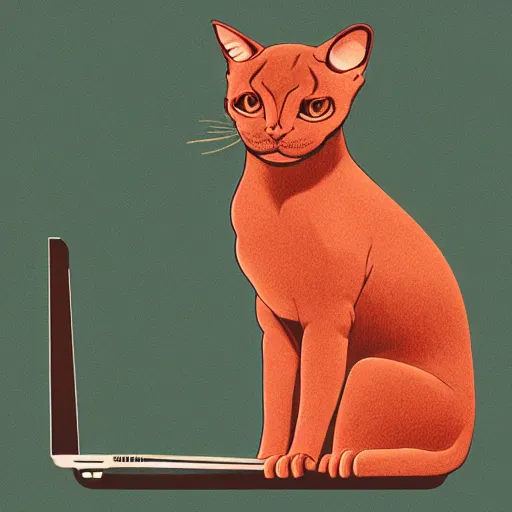 Image similar to devon rex sitting on macbook, style of kilian eng, light