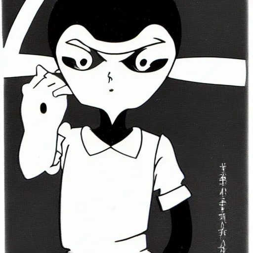 Image similar to osamu tezuka black and white character design 6 0 s