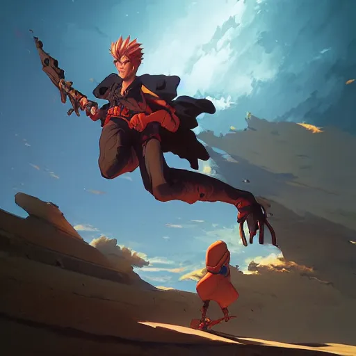 Image similar to hero world trigun, behance hd by jesper ejsing, by rhads, makoto shinkai and lois van baarle, ilya kuvshinov, rossdraws global illumination