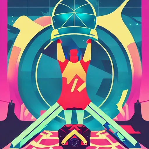 Image similar to Rocket league by Tristan Eaton, geometric, vector, symmetrical, minimalism, trending dribbble, behance