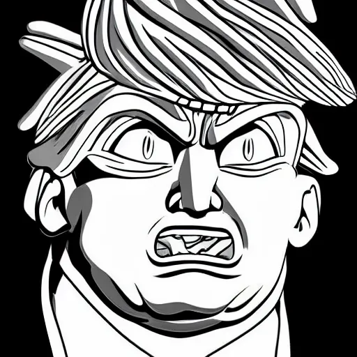 Prompt: portrait of monster Donald trump who looks like Majin buu from dragon ball z, digital art