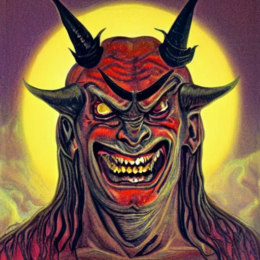 Image similar to detailed portrait of Satan grinning