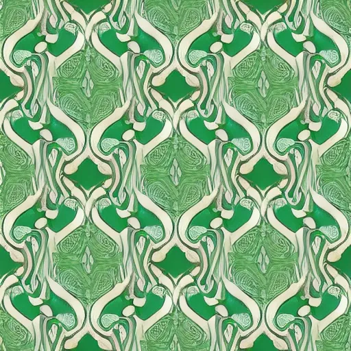 Image similar to symmetry, repeating pattern mint green wall paper. art nouveau