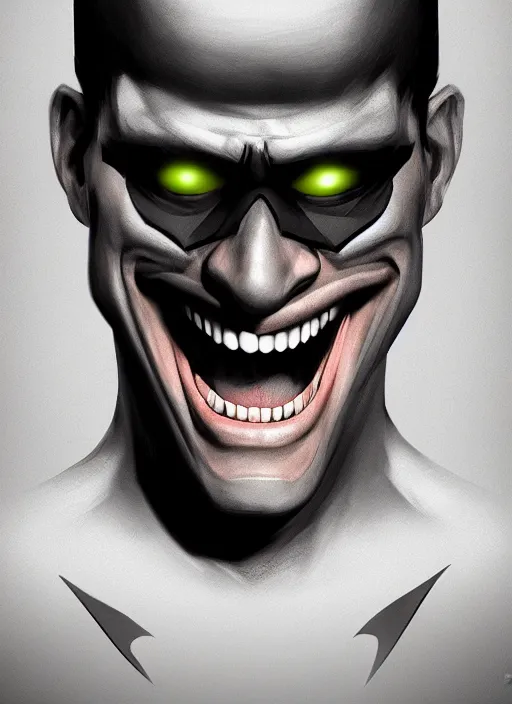 Image similar to character portrait of Steve-O laughing playing Batman, digital art, trending on artstation, 4k