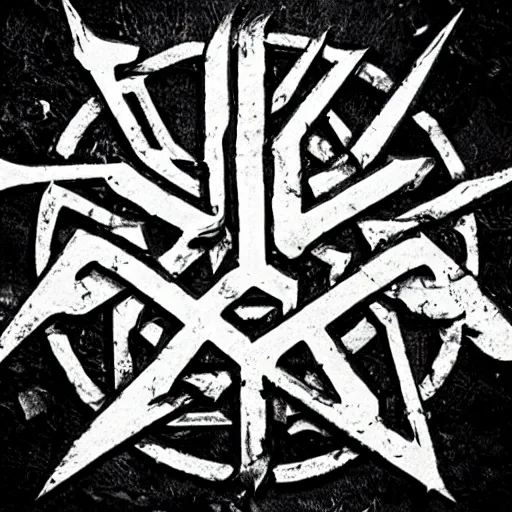Prompt: photograph of a death metal band logo