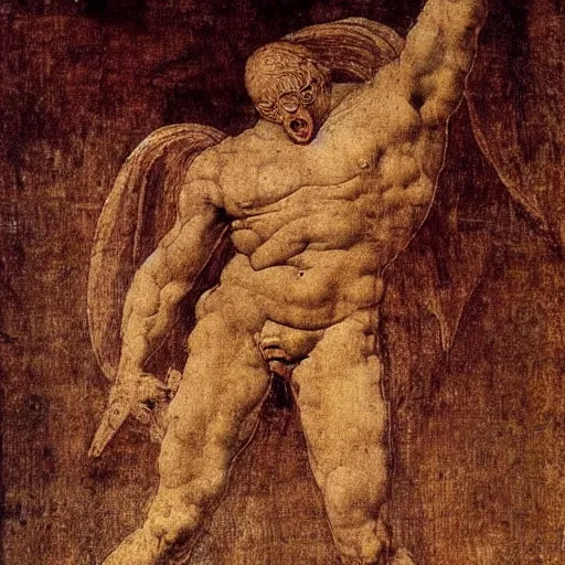 Image similar to The god of anger and rage by LeonardoDaVinci