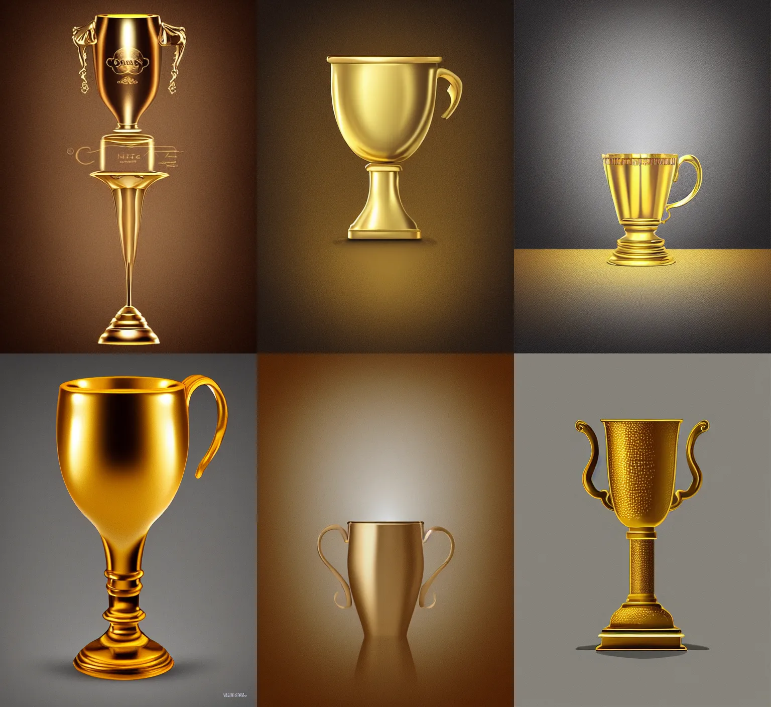 Prompt: “ golden cup, wining, award, front, center, white background, render corona, photorealistic, studio light, stock, bright ”