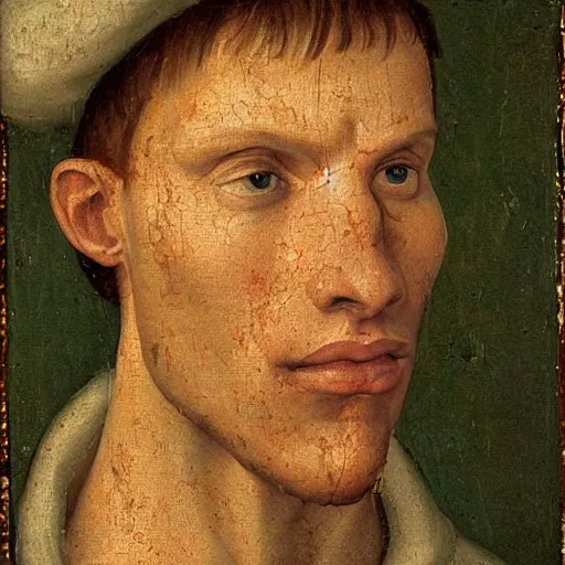 Image similar to A 15th century medieval renaissance oil painting of Jerma985, portrait of Jerma985, grainy, realistic, very realistic, hyperrealistic, highly detailed, very detailed, extremely detailed, very neat, very epic, very cool, detailed, trending on artstation