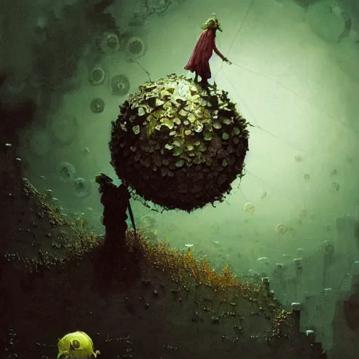 Image similar to Ivy Puppet Biopunk paraselene hivemind depths corner labyrinth lord disguised as a hexagon ismail inceoglu zdizlaw beksinski bastien deharme jacek yerka mc escher winslow homer craig j. spearing thomas eakins pablo carpio graffiti spraypaint unreal engine render artstation 4k