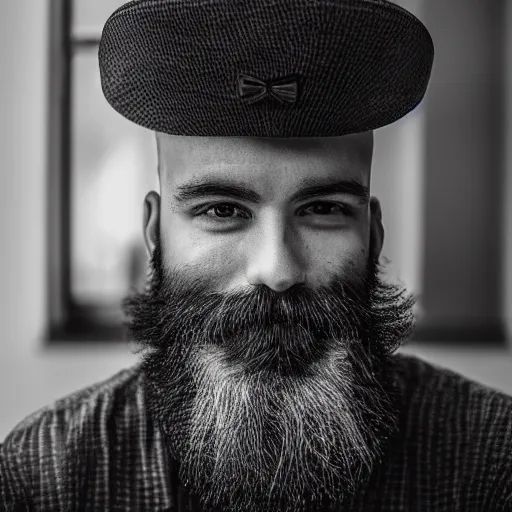 Image similar to bearded person, (Sony a7R IV, symmetric balance, polarizing filter, Photolab, Lightroom, 4K, Dolby Vision, Photography Award)