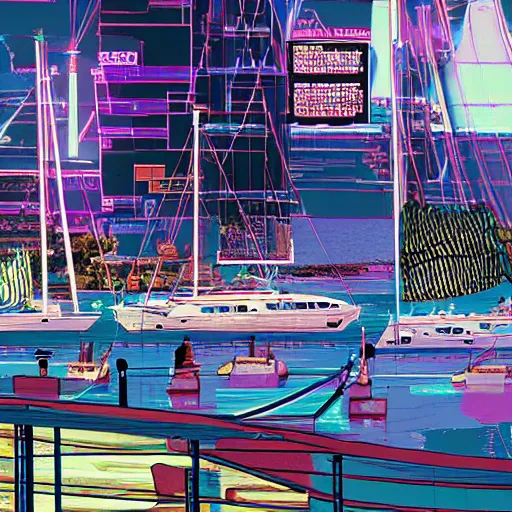 Image similar to cyberpunk yacht club