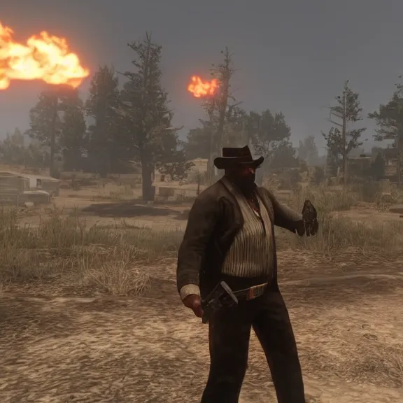 Prompt: screenshot of big smoke in red dead redemption