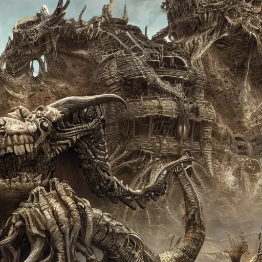 Image similar to very last day on earth, intricate detail, royo, vallejo, frazetta, giger, whealan, hd, unreal engine,